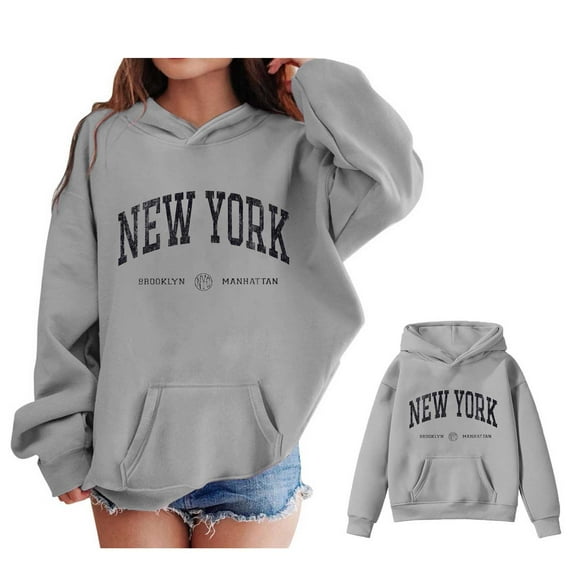Hoodies Kids City Name Letter Print Grey Hoodie Lightweight Long Sleeve Hoodies Fall Winter Clothes Toddler Boys Clothes 11-12 Years