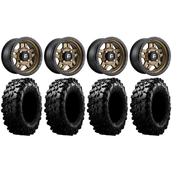 Fuel Anza Bronze 15" Wheels 29" Carnivore Tires Kawasaki Mule Pro FXT