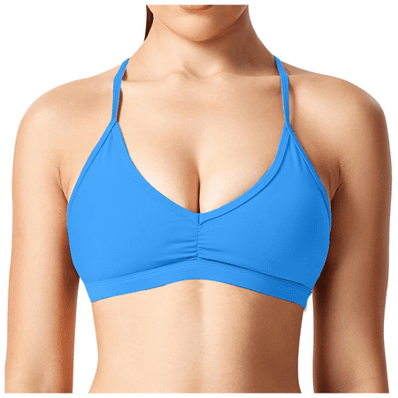 Fulorrnie Bras for Women Comfort Wirefree Supportive Lift Yoga Sports Workout Gym Convertible Stretchable Multiway Bra Sky Blue L