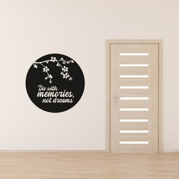 Die With Memories Quote Cherry Blossom Japanese Flower Sakura Wall Sticker Art Decal for Girls Boys Kids Room Bedroom Nursery House Fun Home Decor Stickers Wall Art Vinyl Decoration Size (20x20 inch)