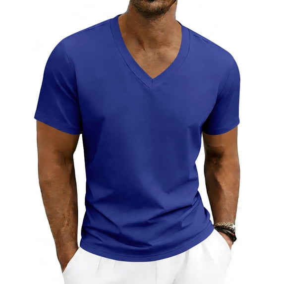 Mens T-Shirts Athletic Casual Short Sleeve Crew Neck T-Shirts Summer Breathable Lightweight Loose Fit Tee Active Lounge Wear Royal Blue 3XL