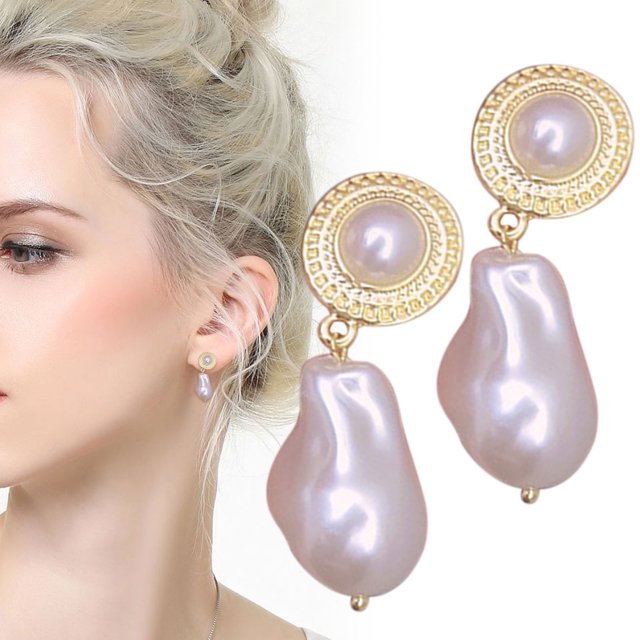 WILLBEST Juego De Aretes Para Mujer, Aretes De Perlas De Circonita Para Mujer, Aretes De Aro Geométricos De Metal Dorado Amarillo, Joyería, Aretes De Aguja De Plata Con Perlas De Agua Dulce
