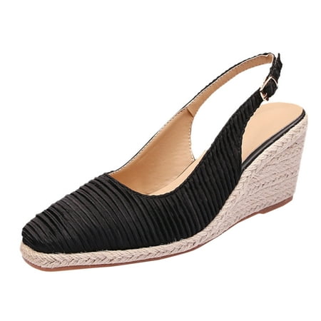 

Womens Sandals New Cap Toe Wedge Elegant Espadrilles High Heels Straw Fisherman Silk Espadrilles Shoes
