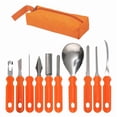 thumbnail image 1 of Kit Profesional de 10 Piezas para Tallar Calabazas con Plantillas, Herramientas de Acero Inoxidable y Bolsa de Almacenamiento para Halloween, 1 of 1