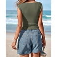 thumbnail image 6 of FreshPretty Womens Summer Tops Boat Neck Cap Sleeve Tee Shirts Ruched Slim Fit Knit Going Out Tank Top Spring Fashion, 6 of 9