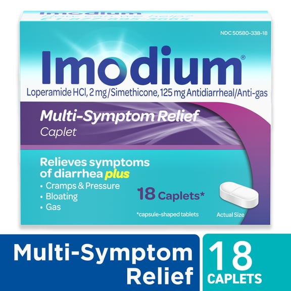 Imodium Multi-Symptom Relief Anti-Diarrheal Medicine Caplets, 18 Count