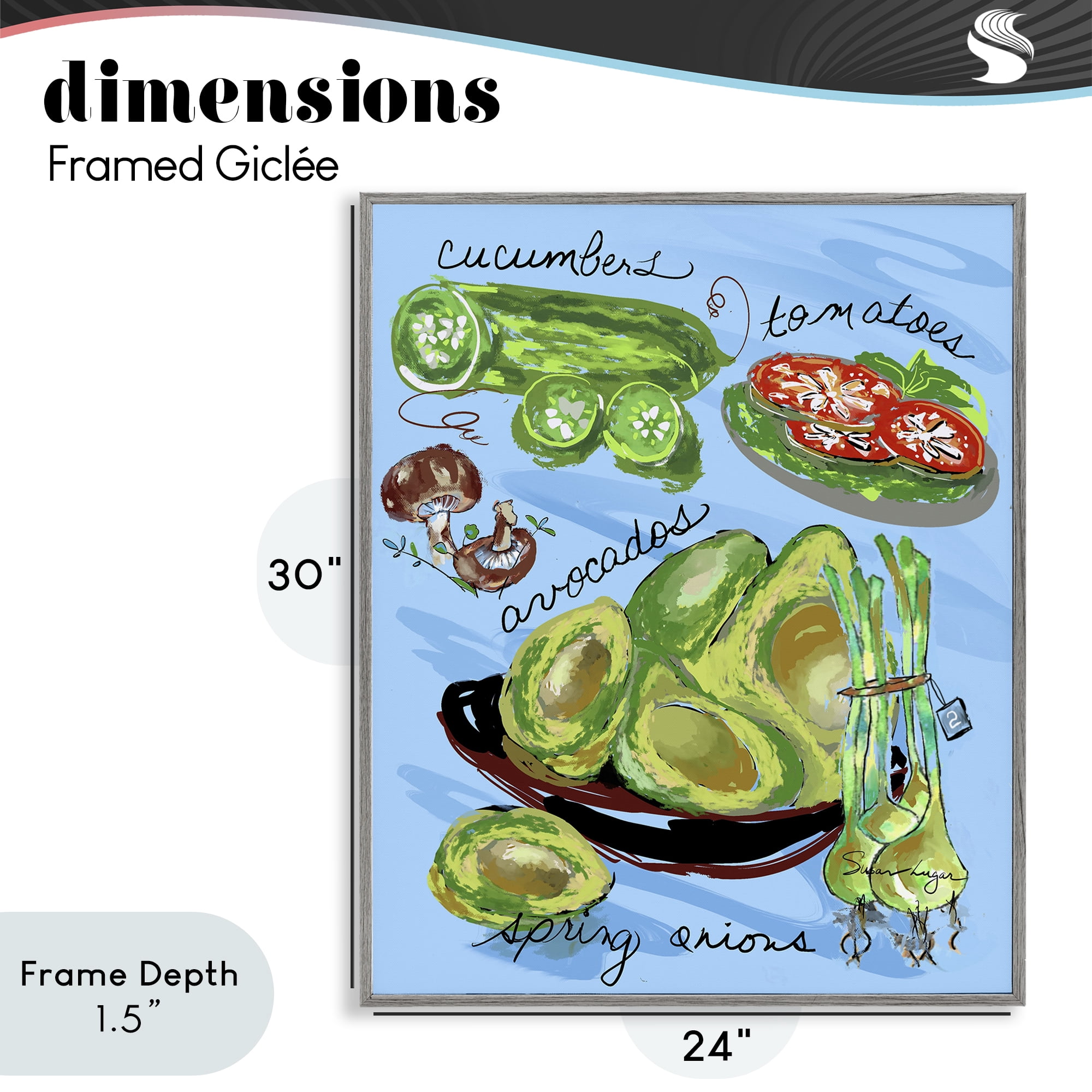 Stupell Industries Fresh Produce Collection Gray Framed Giclee Art, design by Susan Lugar