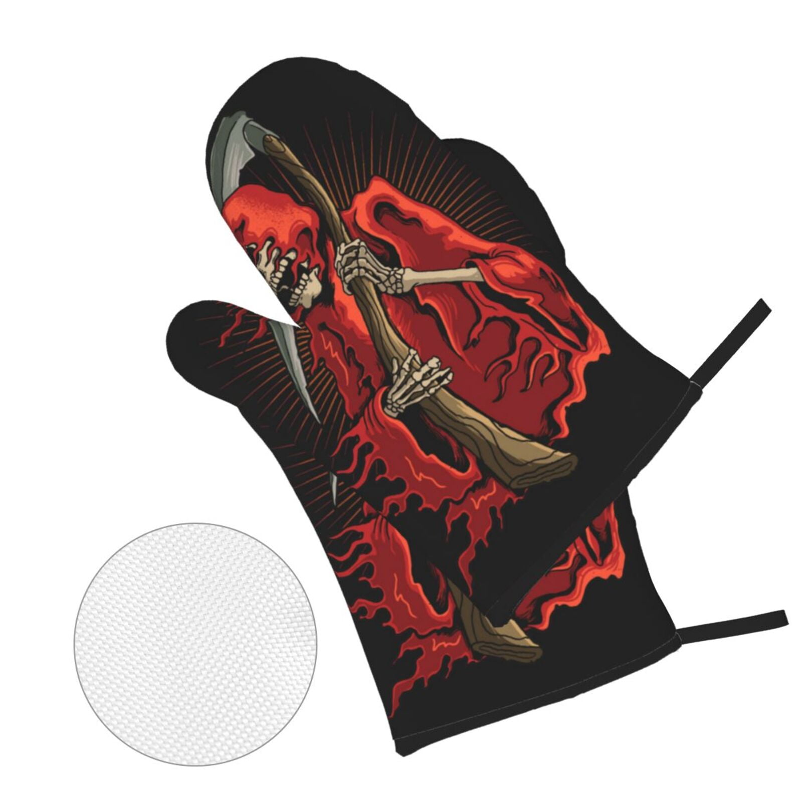Grim Reaper With Scyth 4Pcs Oven Mitts and Pot Holders Sets Oven Kitchen Gloves Hot Pads for Cooking BBQ Baking Grilling
