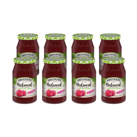 (8 pack) Smucker's Natural Red Raspberry Fruit Spread, 17.25 oz