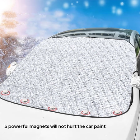 Car Windshield Snow Cover with Side Mirror Cover, Winter Frost Protection for Any Weather, Windscreen Covers with Magnetic Edges, Front Window Automotive Covers for Car SUV Trucks