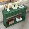 thumbnail image 6 of Wirrytor Green Console Table with 2 Drawers for Entryway, Modern Sofa Table for Living Room, Narrow Sofa Table with Open Storage Shelf, Hallway Table and Couch Table Behind Sofa, 6 of 8