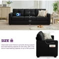 thumbnail image 2 of LAZZO 80" Faux Leather Sofa, 3-Seater Couch with USB Ports and Side Pockets for Living Room, Black, 2 of 9