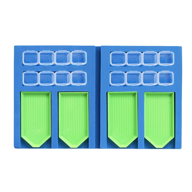 Bandeja de pintura de diamantes Organizador de taladro con punta de esponja Bandeja de almacenamiento de pintura de diamante plegable, Azul 2