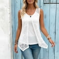 thumbnail image 4 of WDDDD Women's Sleeveless Mesh Layered Vest with Decorative Buttons White XL, 4 of 6