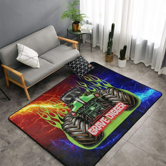 Area Rugs Soft Non-Slip Floor Mats Monster Truck Jam Carpets Doormat for Living Room Bedroom Decor 60"x39"