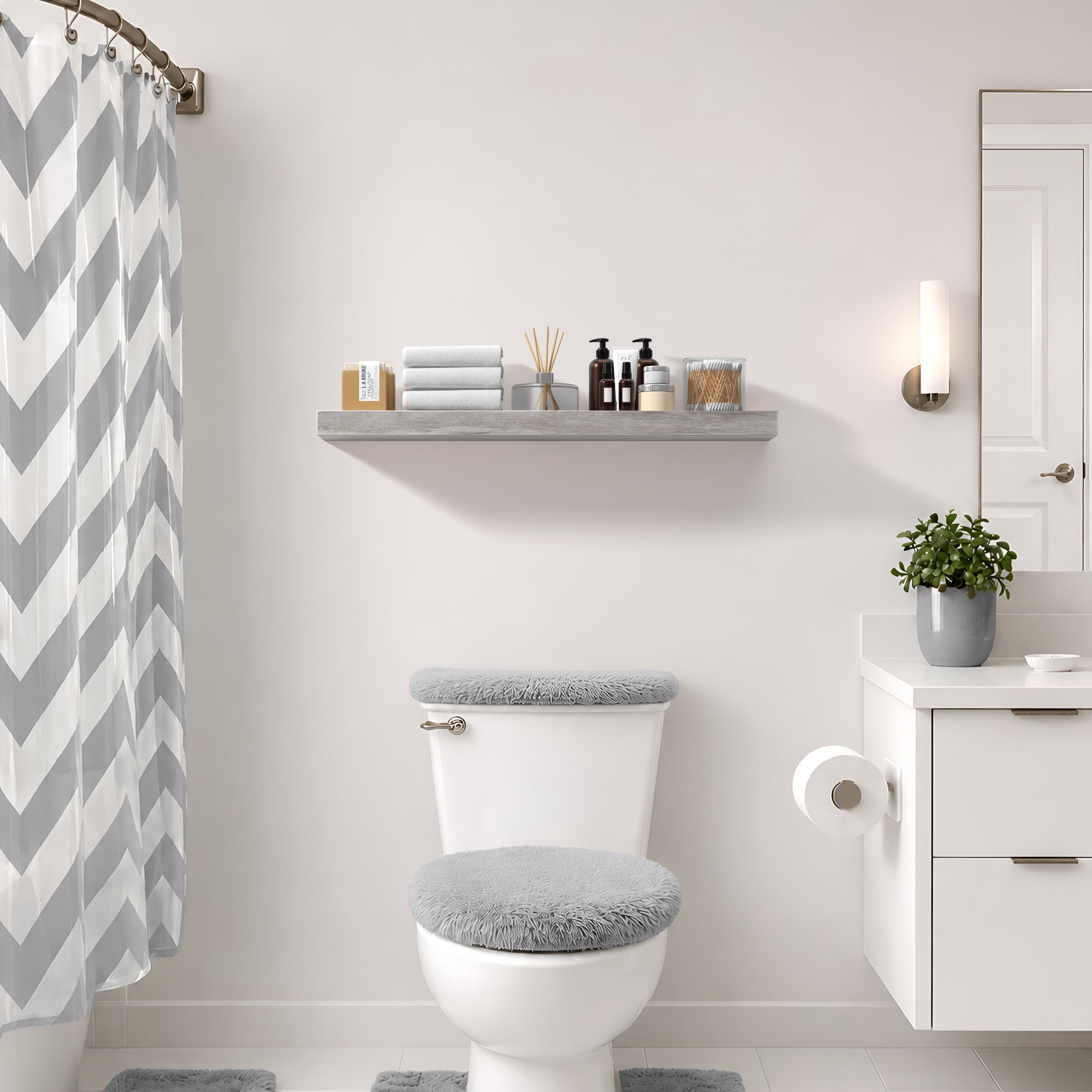 Sorbus 47" Floating Wall Shelf, Graywood, Invisible Brackets, Bathroom, Bedroom & Home Decor