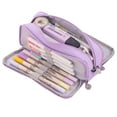 thumbnail image 1 of Large Pencil Case 3 Compartments Pencil Pouch Big Capacity Pencil BagStorage Pen Bag - Purple, 1 of 5