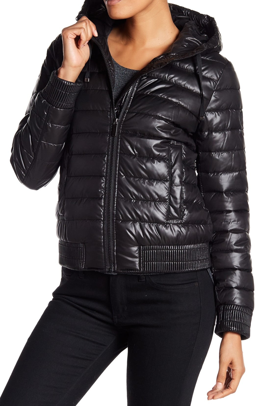 French Connection NEW Black Womens Size Large L Full-Zipper Puffer Coat ...