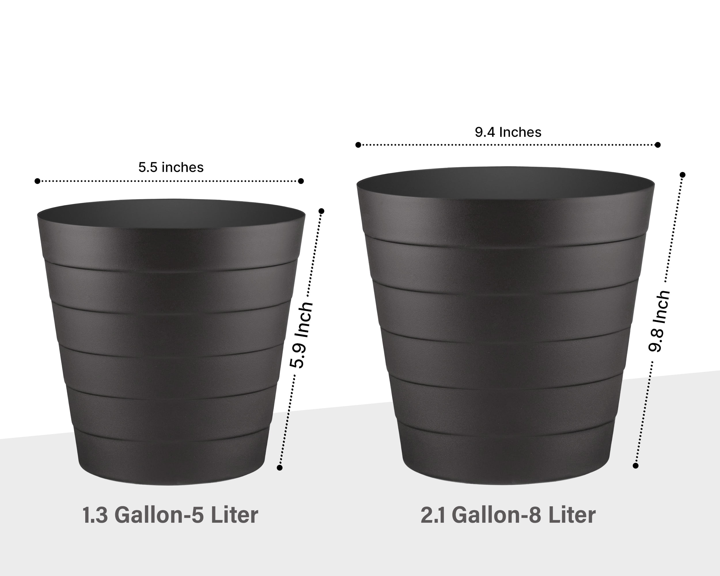 Luxuriaz 1.3 Gallon Plastic Wastebasket, Durable Small Trash Can for Bedroom, Kitchen & Office, Black