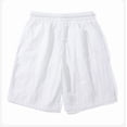 thumbnail image 4 of Rggeeun Women'S Shorts Solid Color Elastic Waist Front Seam Wide Leg Relaxed Fit Pleated With Adjustable Tie & Side Pockets For Splash Fun Bottoms,White,L, 4 of 5