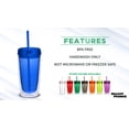 thumbnail image 2 of Double Wall Acrylic Tumblers 16 oz. Set of 10, Bulk Pack - BPA Free, Perfect for Iced Coffee, Soda, Other Hot & Cold Beverages - Blue, 2 of 5