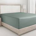 thumbnail image 1 of California Design Den Twin Xl Fitted Sheet Only, Softest 400 Thread Count 100% Cotton Sateen, Deep Pocket, All-Around Elastic, Side Indicators - Sage Green, 1 of 7