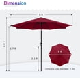 thumbnail image 7 of Simenmax 9ft Patio Umbrella, Outdoor Table Umbrella of 9-Feet with 8 Ribs and Push Button Tilt and Crank, Red, 7 of 7