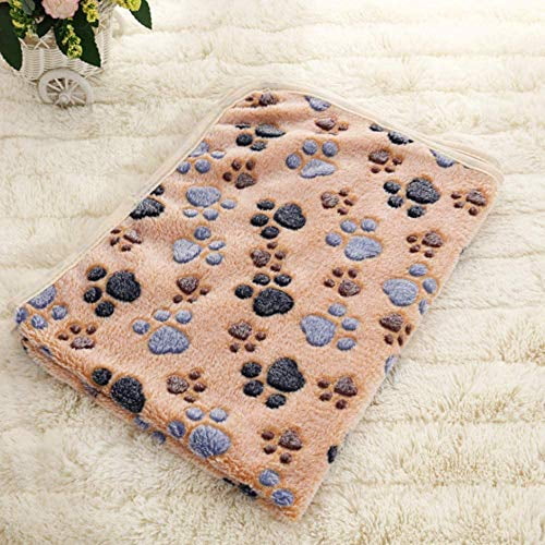 Pet Soft Blankets for Dogs - Fluffy Cats Dogs Blankets for Medium to Large Dogs, Cute Paw Print Pet Throw Puppy Blankets Fleece
