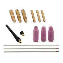 WeldingCity 14-pcs TIG Welding Torch Accessory Kit .040-1/16-3/32 (AK2) Collet-Collet Body-Ceramic Cup-Tungsten Electrode (Red)-Back Cap for Torch 17, 18 & 26 Weldcraft Miller Lincoln Hobart ESAB
