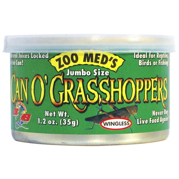 Zoo Med Can O' Grasshoppers for Reptiles or Birds [Bird Parrot Treats, Reptile Bearded Dragon Food, Reptile Crickets and Insects, Reptile Snake Food, Reptile Supplies] 1.2 oz