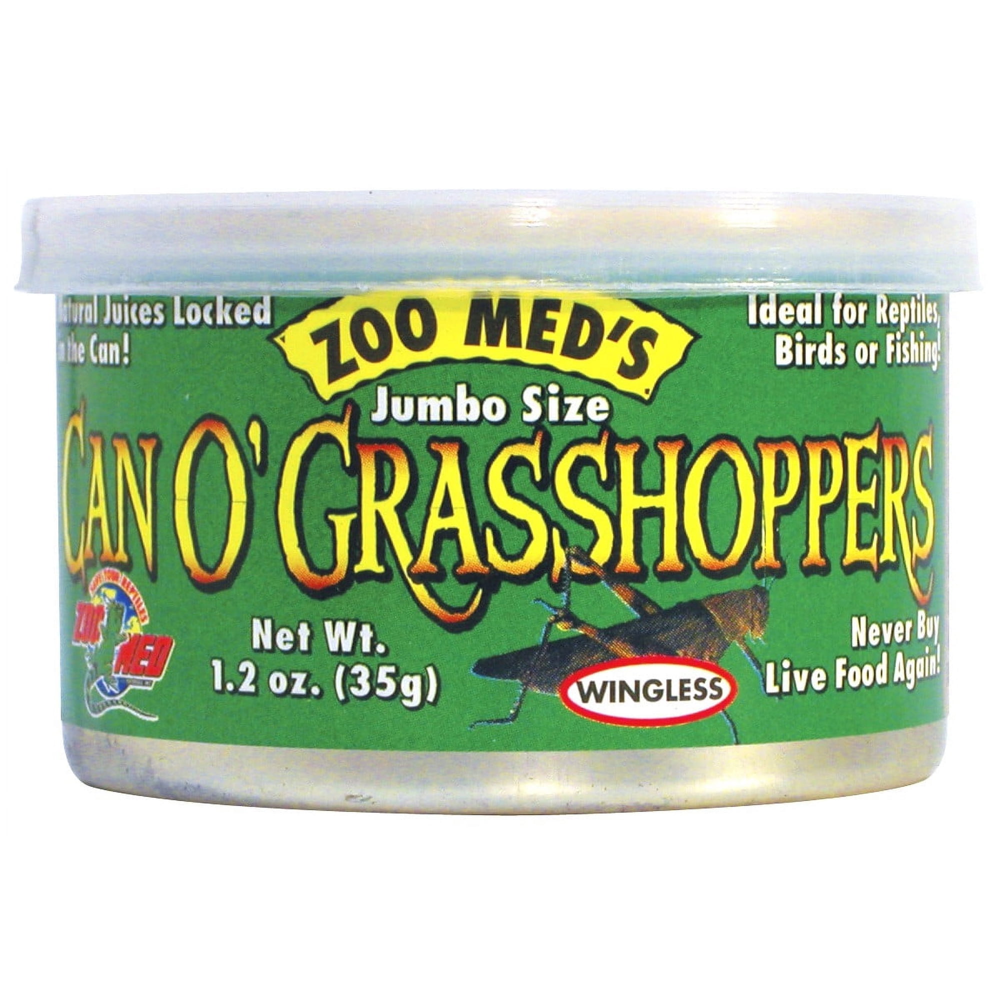Zoo Med Can O' Grasshoppers for Reptiles or Birds [Bird Parrot Treats, Reptile Bearded Dragon Food, Reptile Crickets and Insects, Reptile Snake Food, Reptile Supplies] 14.4 oz (12 x 1.2 oz)
