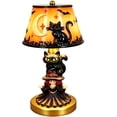 thumbnail image 3 of Xingjin Resin Halloween Pumpkin Bat Table Lamp, Warm Glow LED Night Light with Witch Hat and Skeleton, Retro Spooky Desktop Decor for Home Indoor Party, 3 of 5