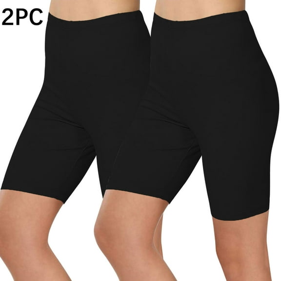 TMOYZQ 2 Pack Biker Shorts for Women, High Waisted Butt Lifting Tummy Control Workout Athletic Yoga Running Gym Tennis Shorts Spandex Compression Shorts