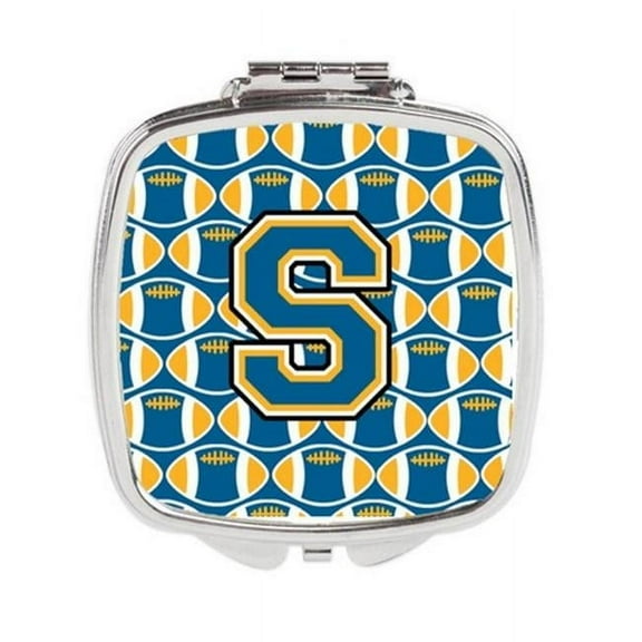 Carolines Treasures Letter S Football Blue & Gold Compact Mirror