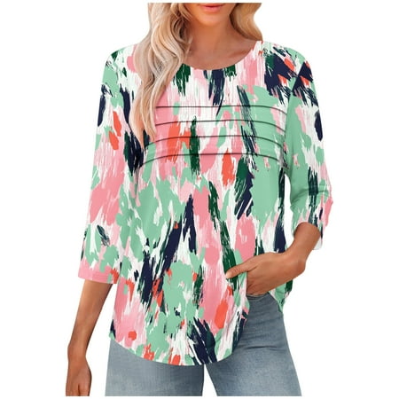 Women's Boho Tops for Fall Womens Shirts Trendy Vneck Women's T Shirts Loose Fit 3/4 Sleeve Blouses My Reorder List Trending Gifts