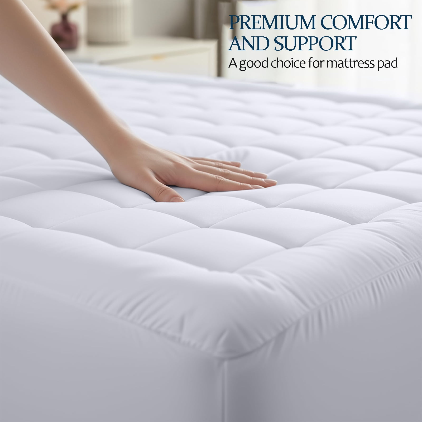 COOKEY Full Mattress Topper, Cooling Pillow Top Quilted Mattress Protector, Deep Pocket Breathable Mattress Pad, 54x75 Inches