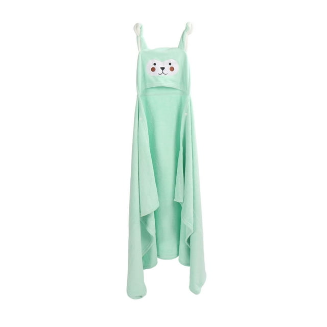 Toalla de baño con capucha para bebé, absorbente de agua, forro polar coral, suave, con dibujos animados, color verde