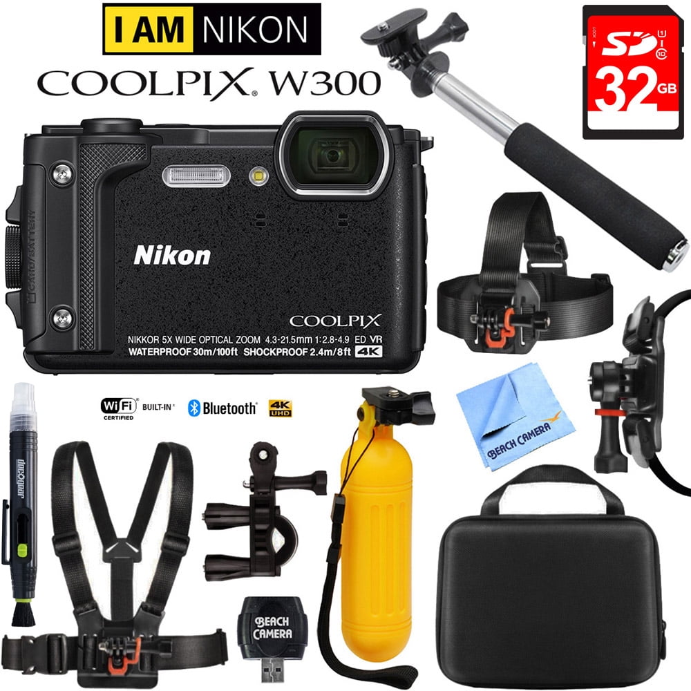 Nikon COOLPIX W300 16MP 4k Ultra HD Waterproof Digital Camera Black