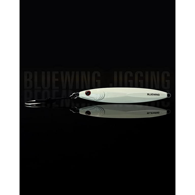 BLUEWING Fishing Lures Slow Pitch Jig Flat Fall Jigging Pitching Lures  Vertical Jigs, Baits with Assist Hook Fishing Artificial Bait, Glowing,150g