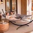 thumbnail image 2 of SUNCREAT Hammocks for Outside with Stand, Porch Hammock and Stand, 475 lbs Capacity, Patent Pending, Gray Stripes, 2 of 8