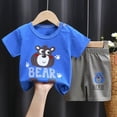 thumbnail image 2 of HCNTES Toddler Boys Outfit Sets- Short Sleeve Soft Casual Kids Clothes T Shirts and Shorts Set Cute Cartoon Print T Shirt Tops Shorts kids Summer Outfits, 2 of 4