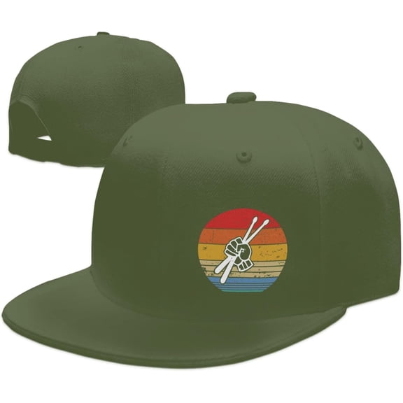 Wikjxiz Drumsticks-Drummer Hats for Men Women Adjustable Flat Bill Brim Trucker Hats Hip Hop Baseball Cap Black