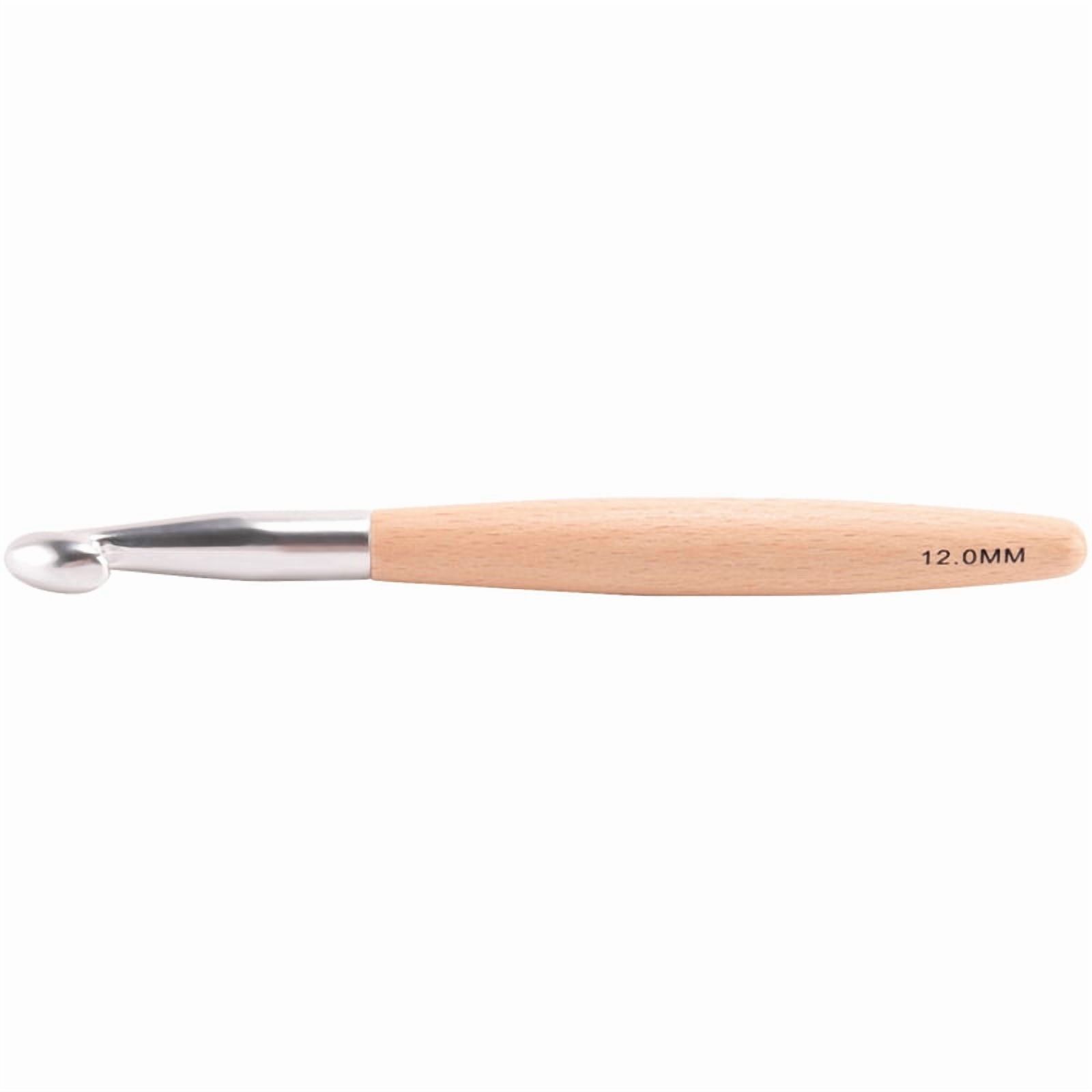 10x Big Crochet Hooks Set with Beech Wood Handle, Crochet Hooks for Chunky Yarn, Size 7mm 8mm 9mm 10mm 12mm