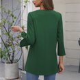 thumbnail image 3 of Womens Ruched Tunic Tops with Legging, 3/4 Sleeve Shirts for Women Summer Fall Casual Solid Color Side Slit Notch V Neck Dressy Blouses, 3 of 4