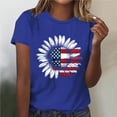 thumbnail image 2 of Feancey Patriotic Tops for Women Short Sleeve Sunflower American Flag Printed T-Shirts 4th of July Casual Summer Tees Novelty Memorial Day Shirt Blue S, 2 of 6