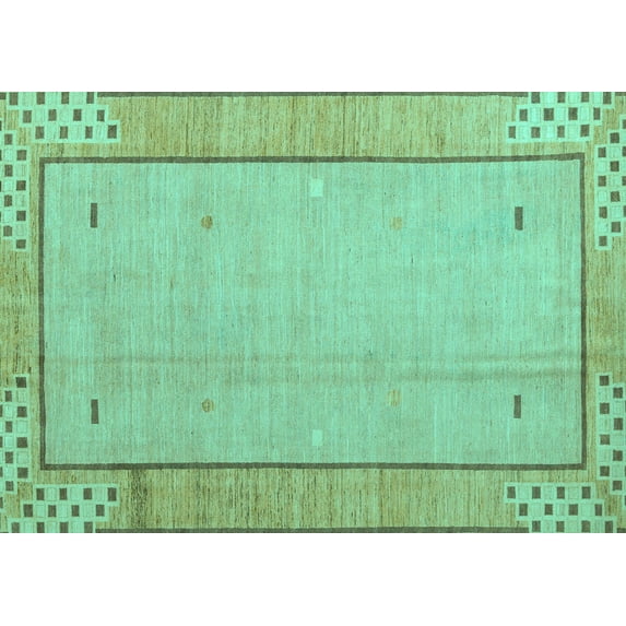 Ahgly Company Indoor Rectangle Abstract Turquoise Blue Modern Area Rugs, 6' x 9'