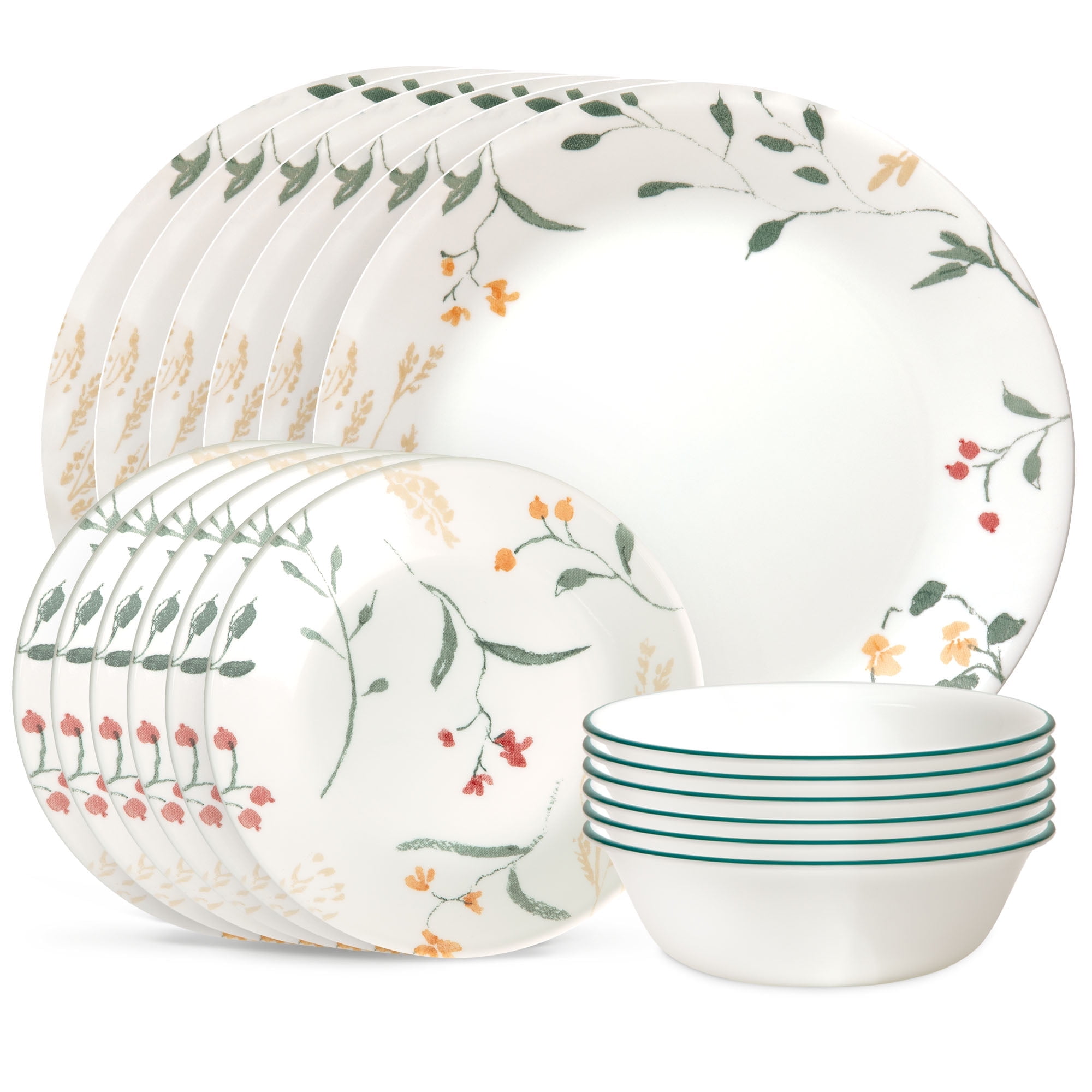 Corelle Wildflower Scatter 18-Piece Glass Dinnerware Set (Service for 6)
