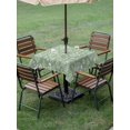 thumbnail image 4 of Outdoor Tablecloths with Umbrella Hole & Zipper, Sage Green Botanical 54x54 Inch Square Tablecloths, Spring Summer Chic Wildflowers Waterproof Table Cloth, Patio/Pool/Picnic Table Covers, 4 of 8