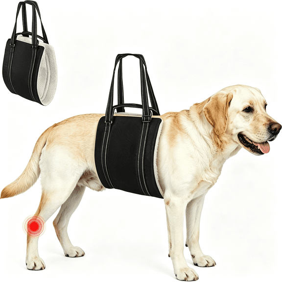 GASTROPOD Adjustable Dog Lift Harness for Large&Medium Sized Dogs,Heavy Duty Support Sling with Dual Handles for Stairs,Cars,Walking,Plush Padded Mobility Aid for Senior Dogs(Black,Xl)