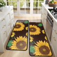 thumbnail image 4 of Kitchen Rugs Sets Of 2,Brown Green Bud Sunflower Pattern Anti Fatigue Kitchen Mat Rugs Non Slip Washable,Decorative Kitchen Floor Mats for Kitchen,Sink,Laundry,17"x47"+17"x47", 4 of 5